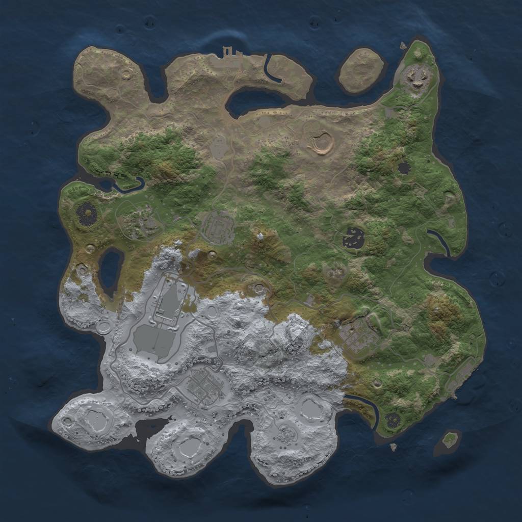 Rust Map: Procedural Map, Size: 3500, Seed: 777917469, 17 Monuments
