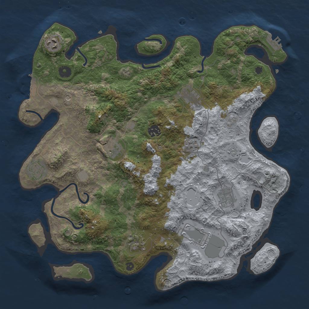 Rust Map: Procedural Map, Size: 3750, Seed: 825235526, 18 Monuments