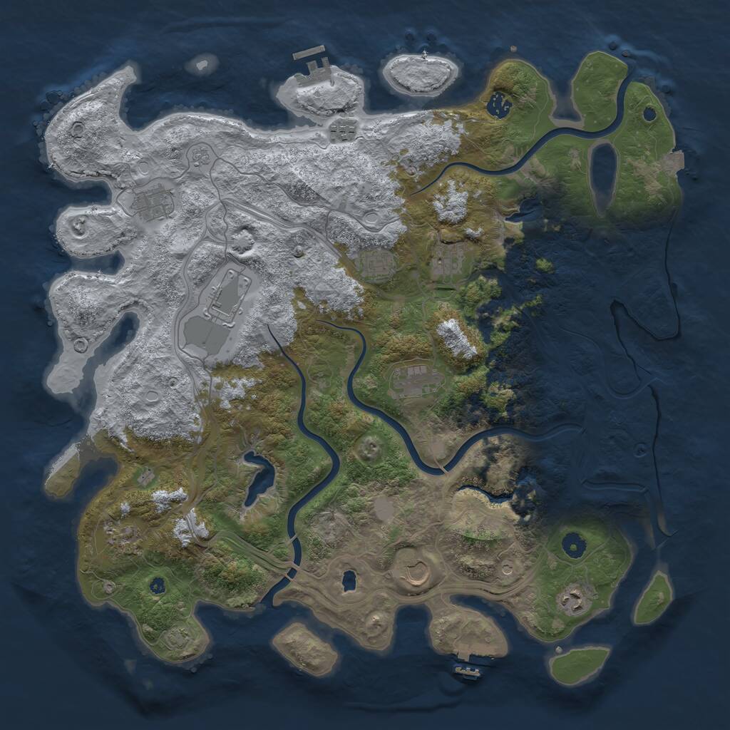 Rust Map: Procedural Map, Size: 4500, Seed: 317619391, 16 Monuments