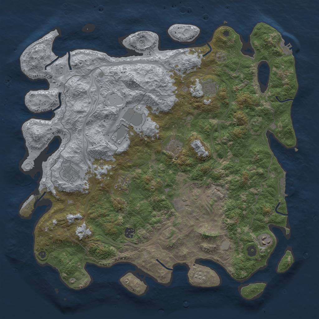 Rust Map: Procedural Map, Size: 4500, Seed: 317619391, 18 Monuments