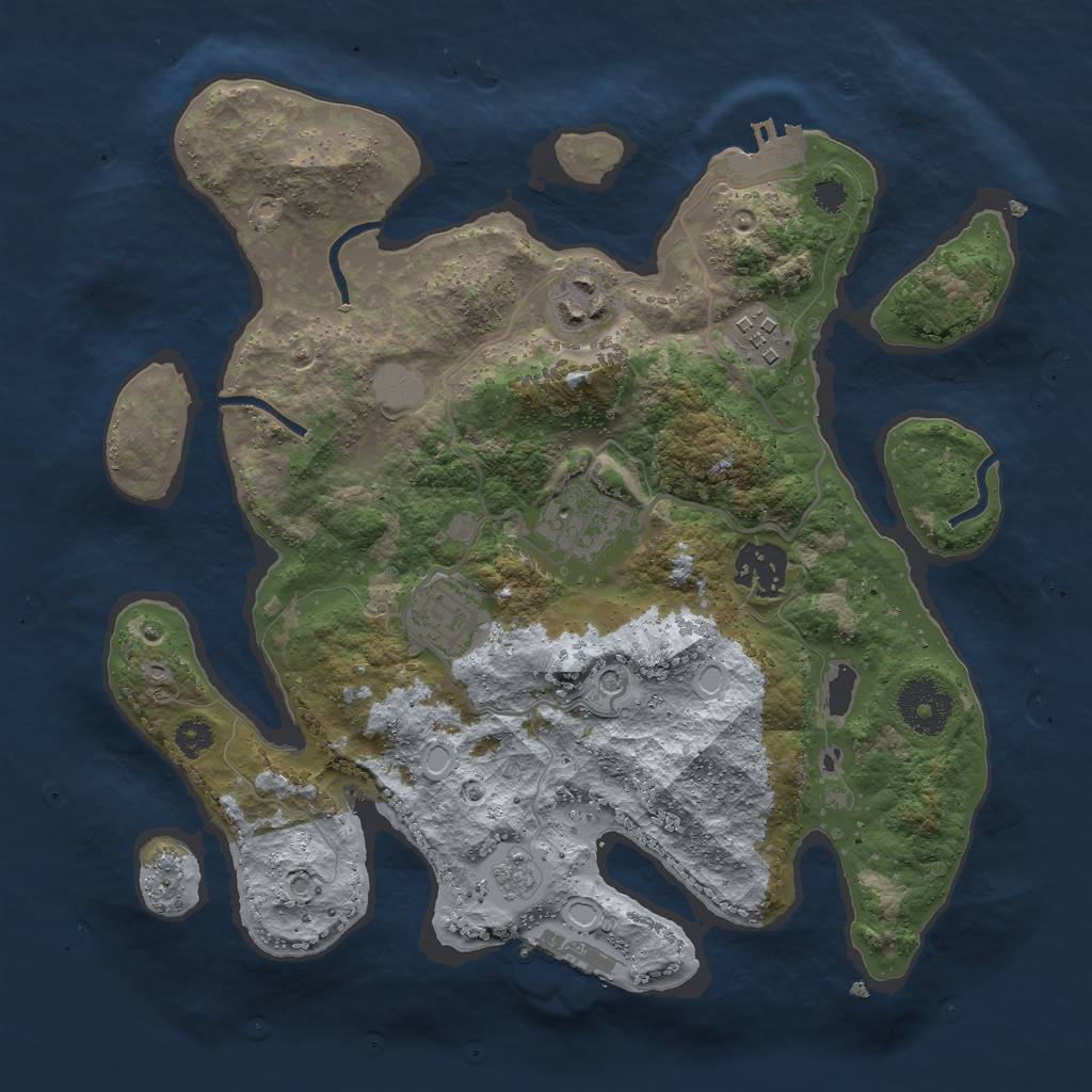 Rust Map: Procedural Map, Size: 3000, Seed: 10680, 14 Monuments