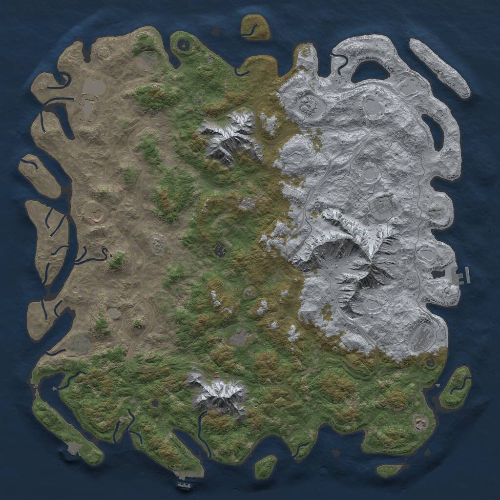 Rust Map: Procedural Map, Size: 6000, Seed: 895623147, 17 Monuments