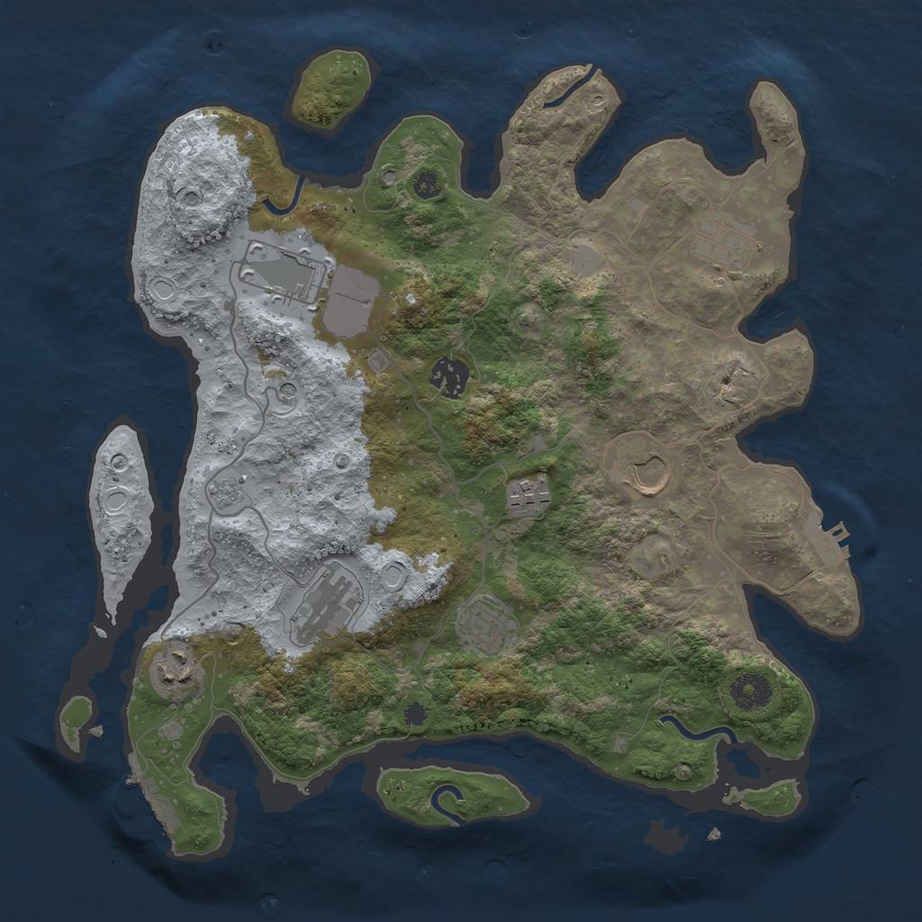 Rust Map: Procedural Map, Size: 3500, Seed: 388088857, 17 Monuments