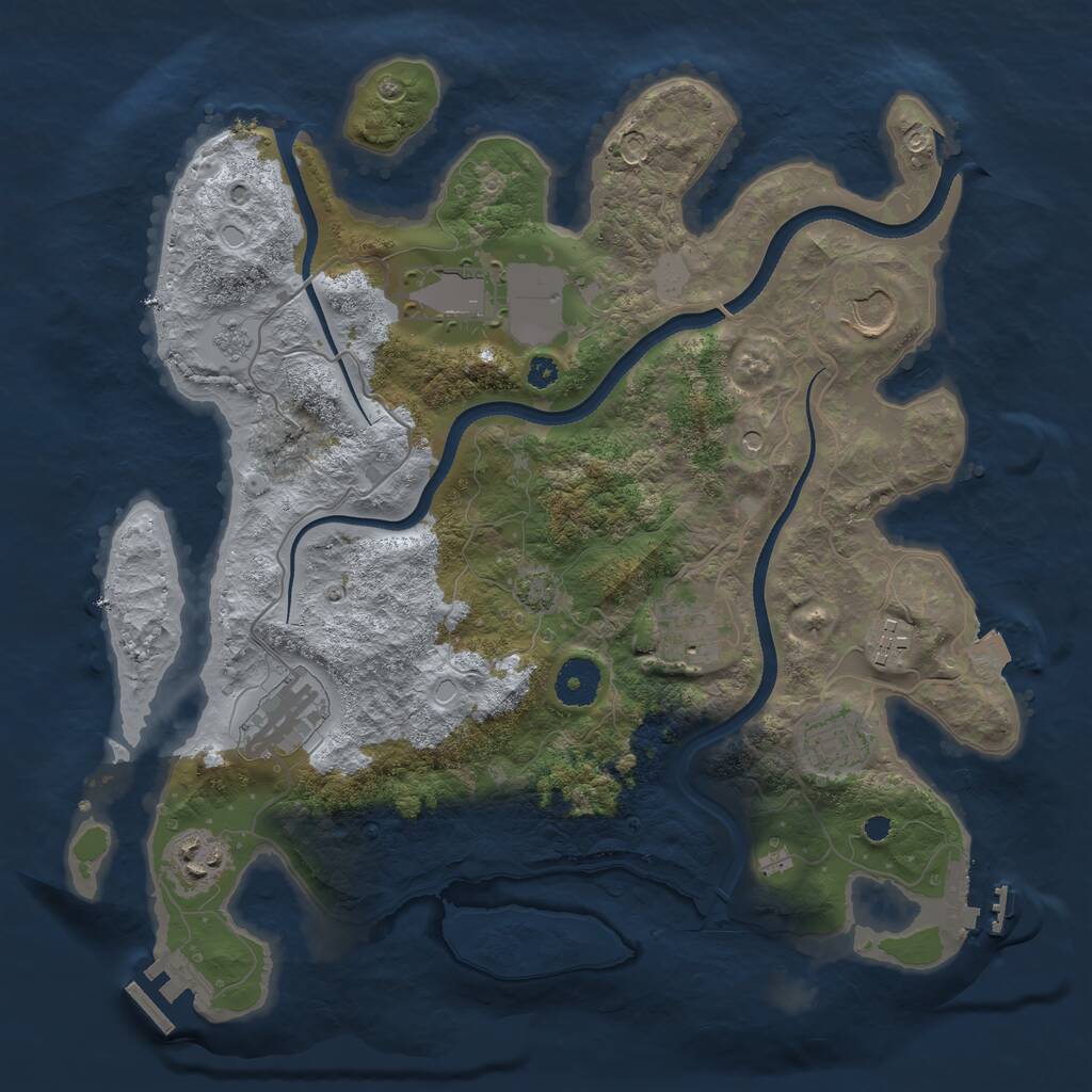 Rust Map: Procedural Map, Size: 3500, Seed: 388088857, 13 Monuments