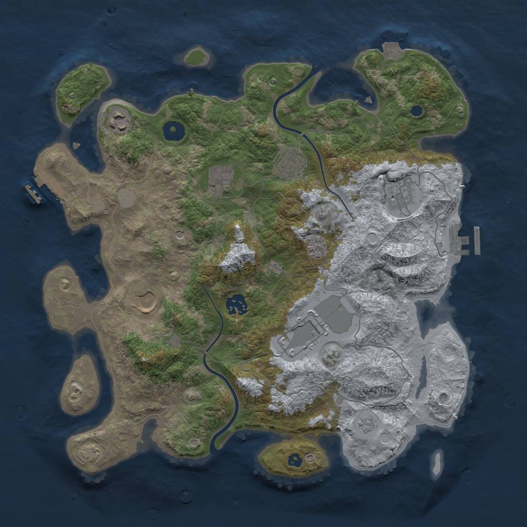 Rust Map: Procedural Map, Size: 3700, Seed: 825972092, 14 Monuments