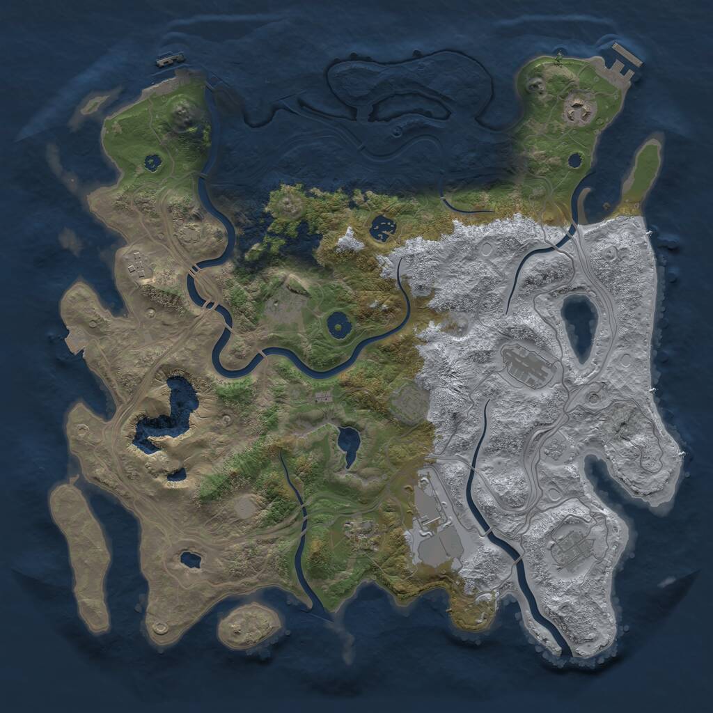 Rust Map: Procedural Map, Size: 4250, Seed: 1099895256, 15 Monuments