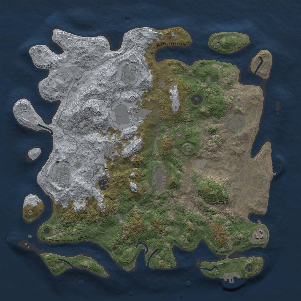 Rust Map: Procedural Map, Size: 4000, Seed: 585732, 17 Monuments