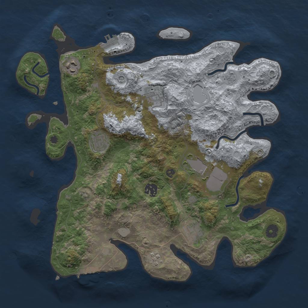 Rust Map: Procedural Map, Size: 3500, Seed: 370846075, 16 Monuments