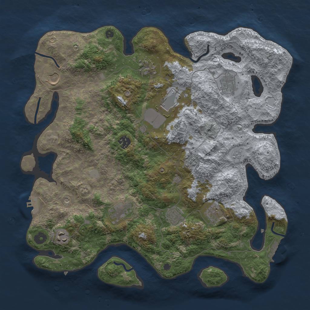 Rust Map: Procedural Map, Size: 3850, Seed: 1259990656, 19 Monuments