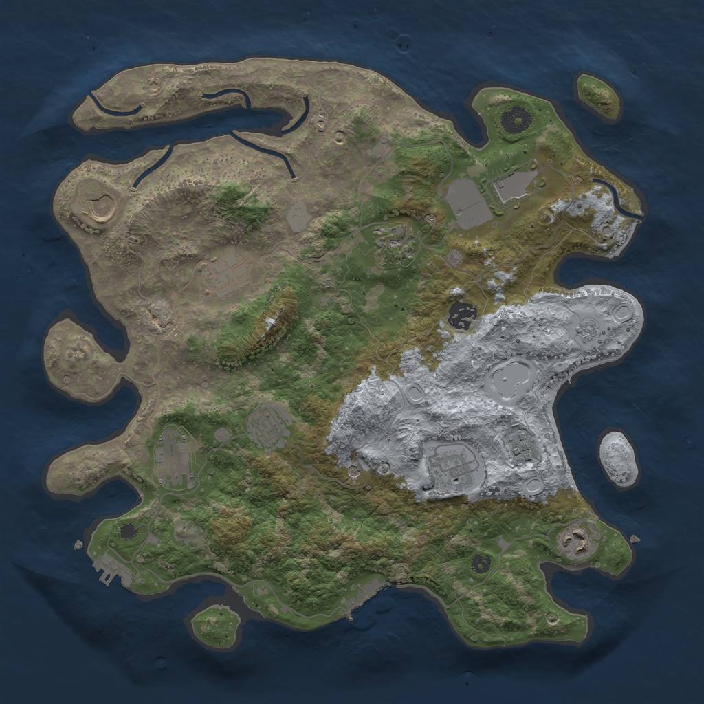 Rust Map: Procedural Map, Size: 3700, Seed: 24253765, 19 Monuments