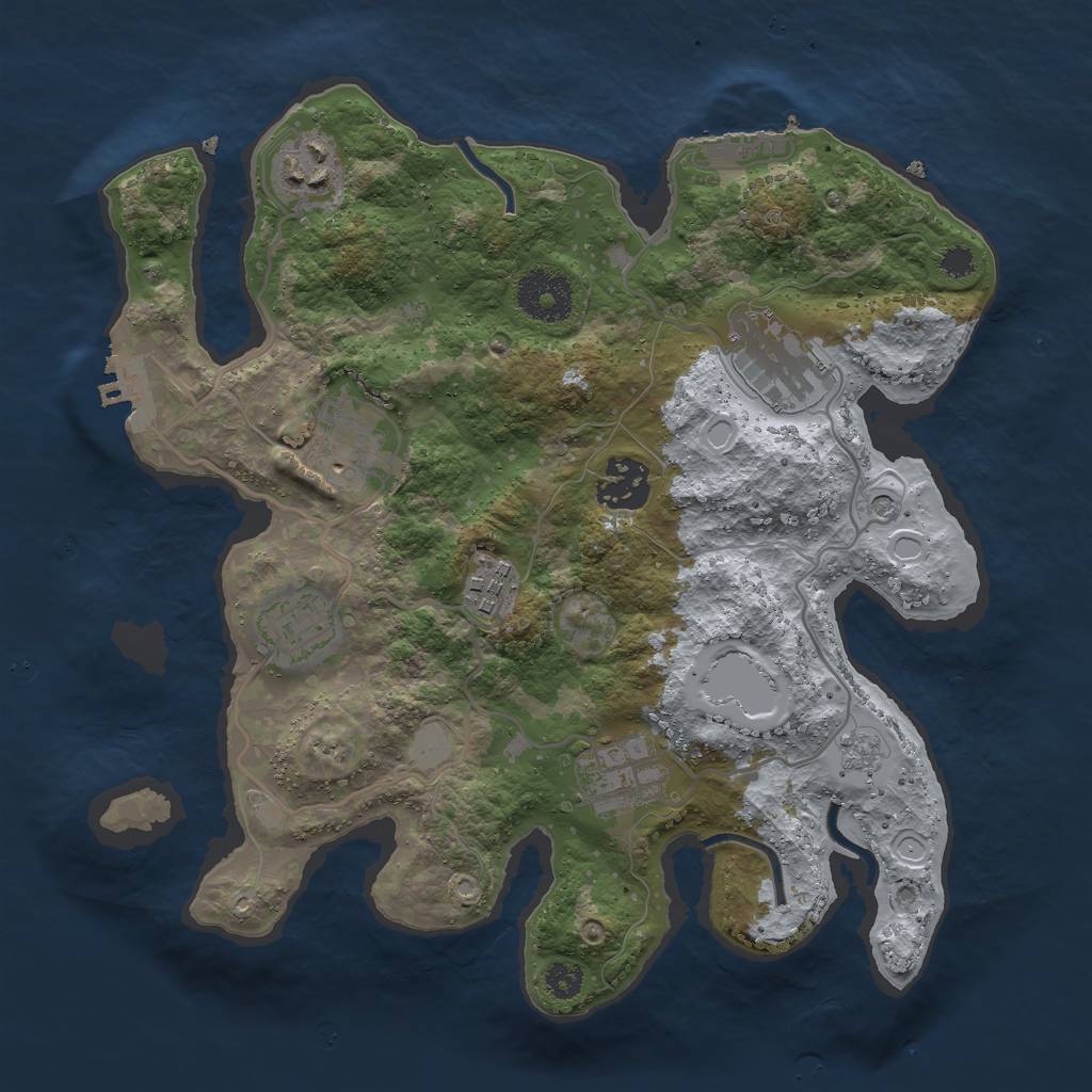 Rust Map: Procedural Map, Size: 3000, Seed: 20836, 16 Monuments