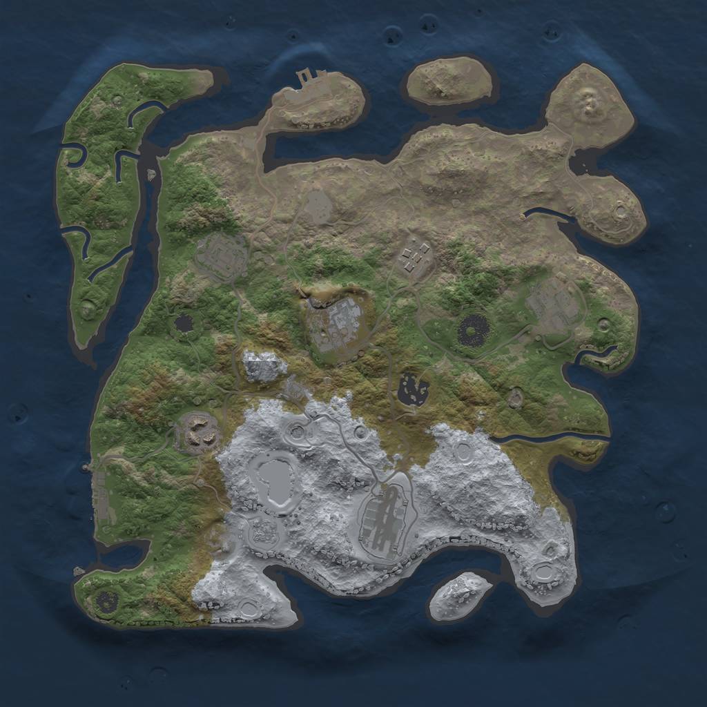 Rust Map: Procedural Map, Size: 3250, Seed: 620926630, 16 Monuments