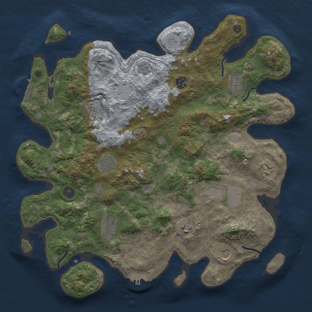 Rust Map: Procedural Map, Size: 4000, Seed: 1080894957, 19 Monuments