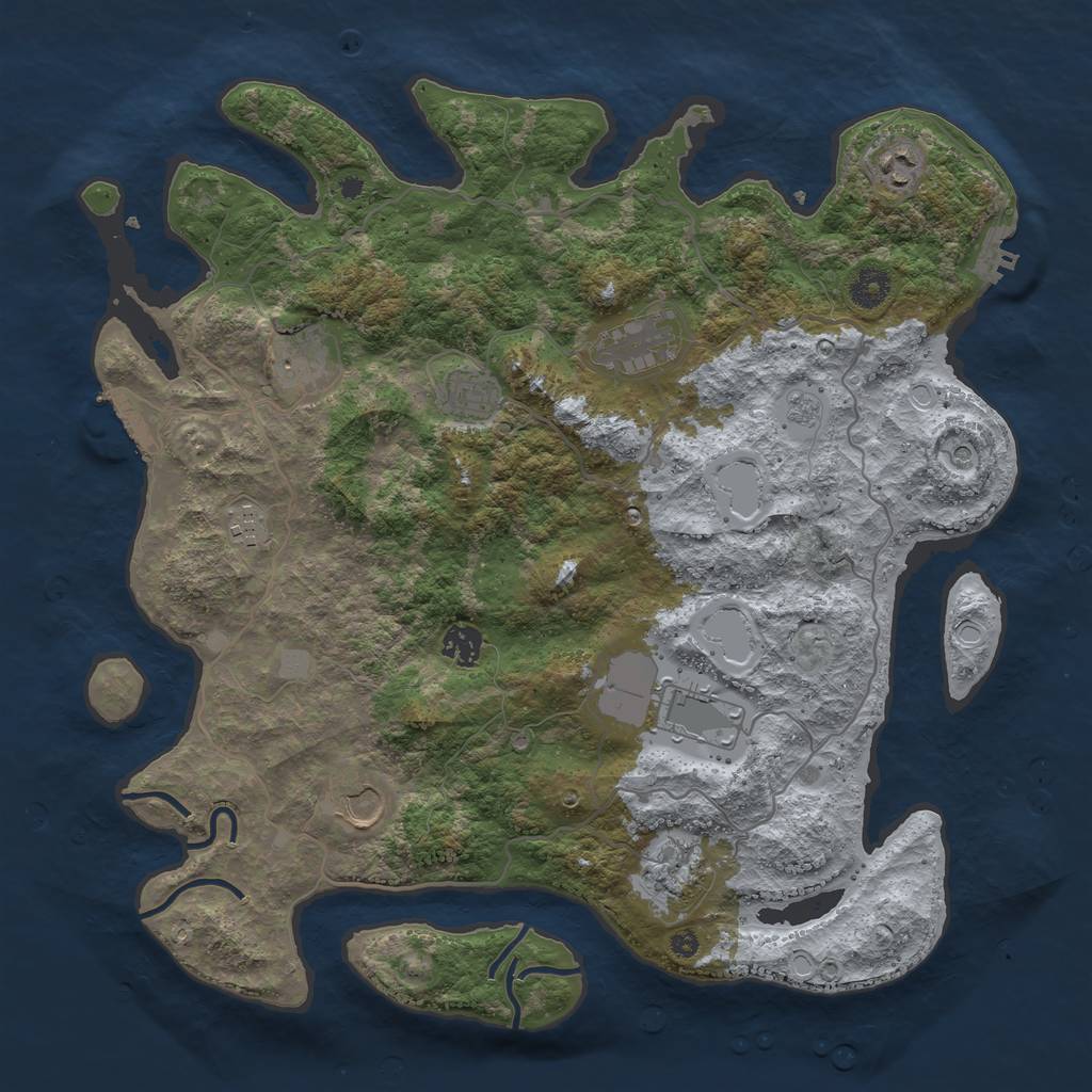Rust Map: Procedural Map, Size: 4000, Seed: 774, 18 Monuments