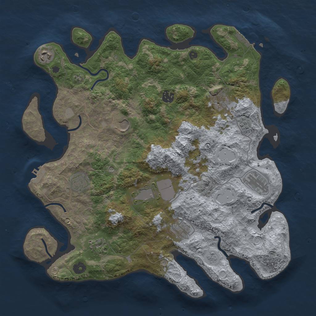 Rust Map: Procedural Map, Size: 3850, Seed: 1371829713, 19 Monuments