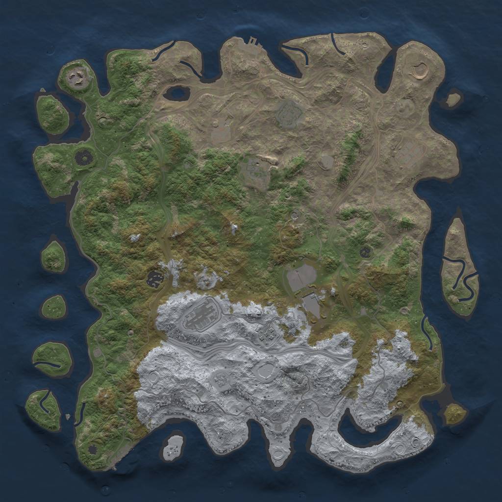 Rust Map: Procedural Map, Size: 4500, Seed: 9085738, 19 Monuments