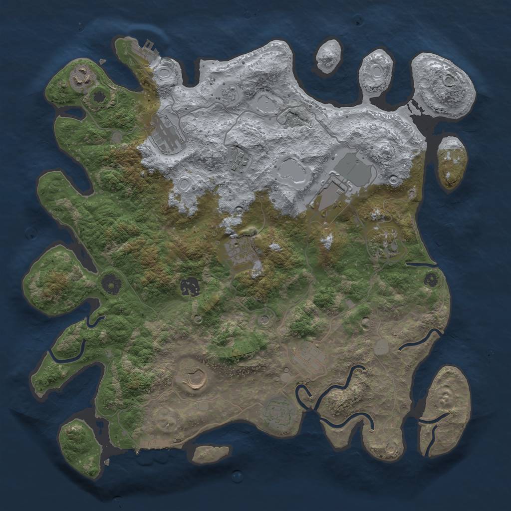 Rust Map: Procedural Map, Size: 3850, Seed: 643525440, 19 Monuments
