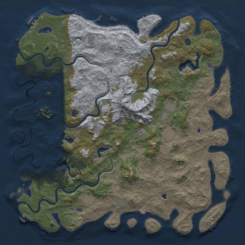 Rust Map: Procedural Map, Size: 6000, Seed: 70643211, 17 Monuments