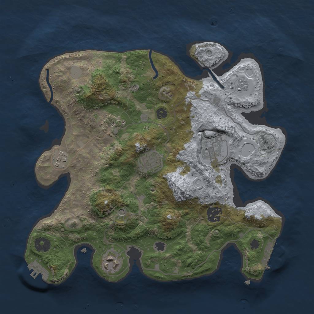 Rust Map: Procedural Map, Size: 3000, Seed: 401, 15 Monuments