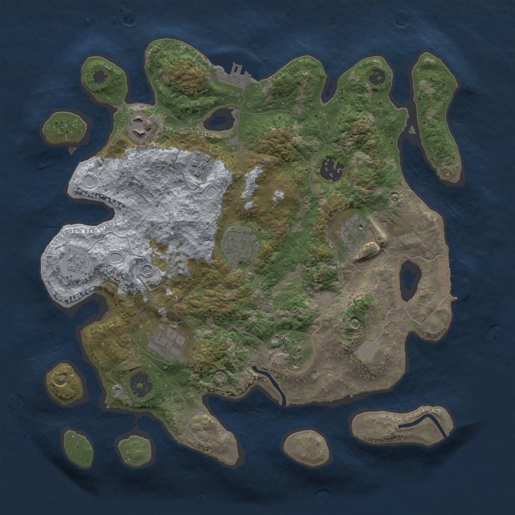 Rust Map: Procedural Map, Size: 3250, Seed: 502657408, 16 Monuments
