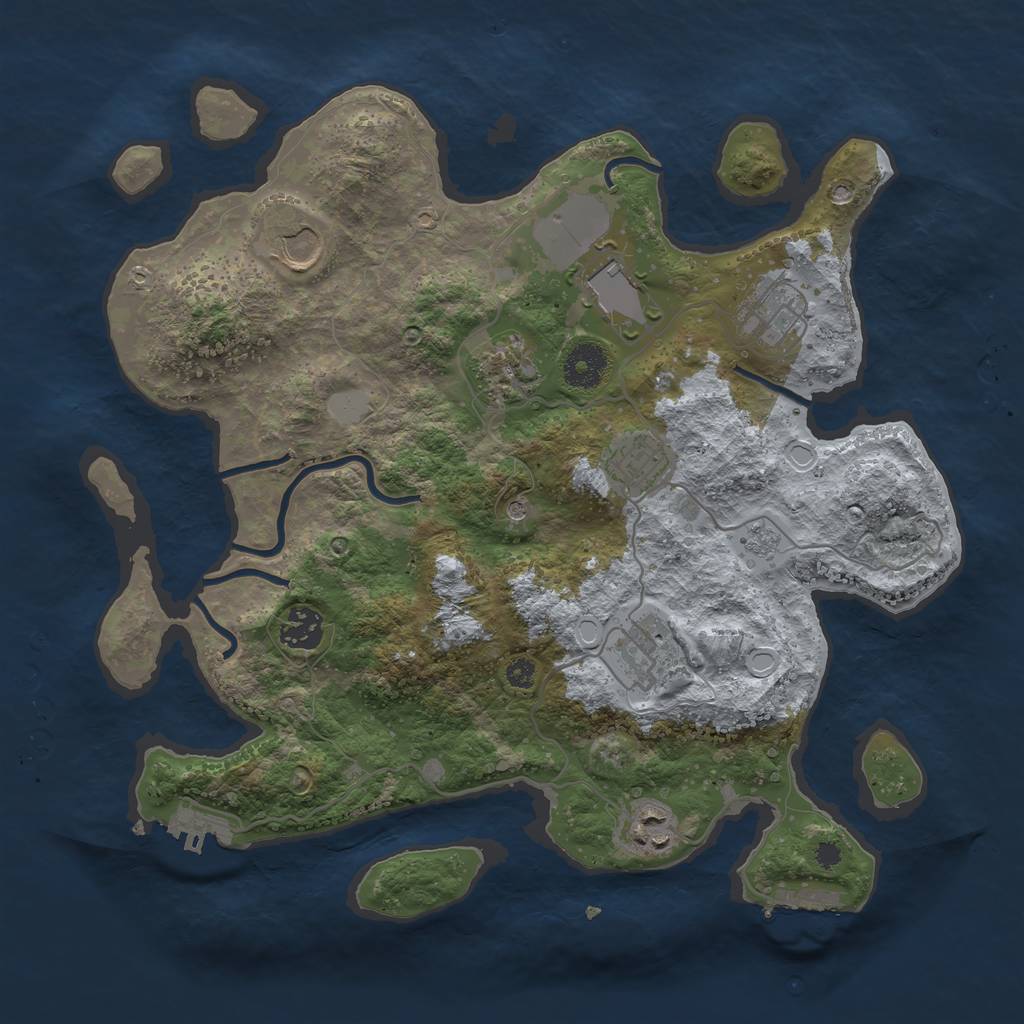 Rust Map: Procedural Map, Size: 3500, Seed: 122552040, 17 Monuments