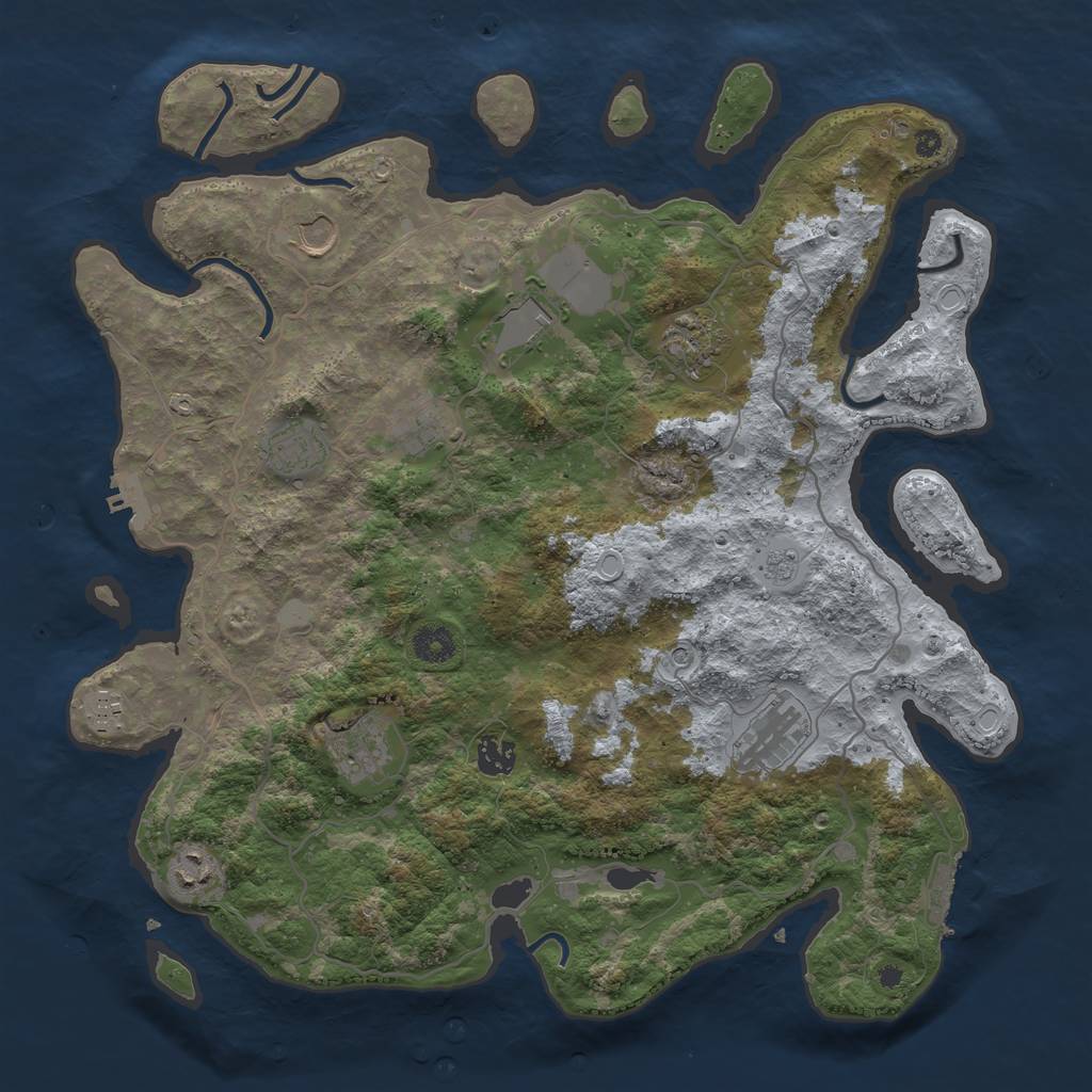 Rust Map: Procedural Map, Size: 4000, Seed: 11200, 19 Monuments