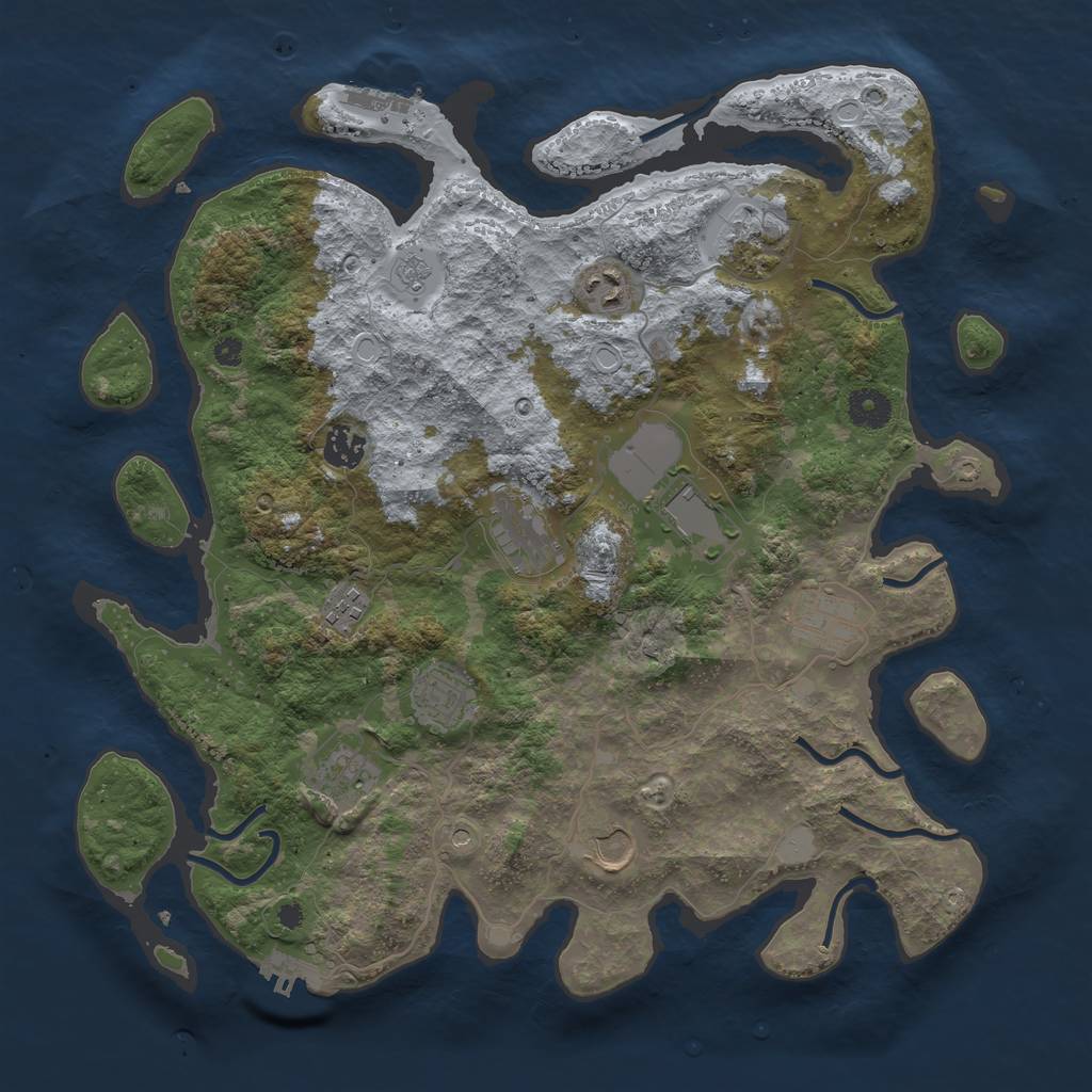 Rust Map: Procedural Map, Size: 3850, Seed: 66480966, 19 Monuments