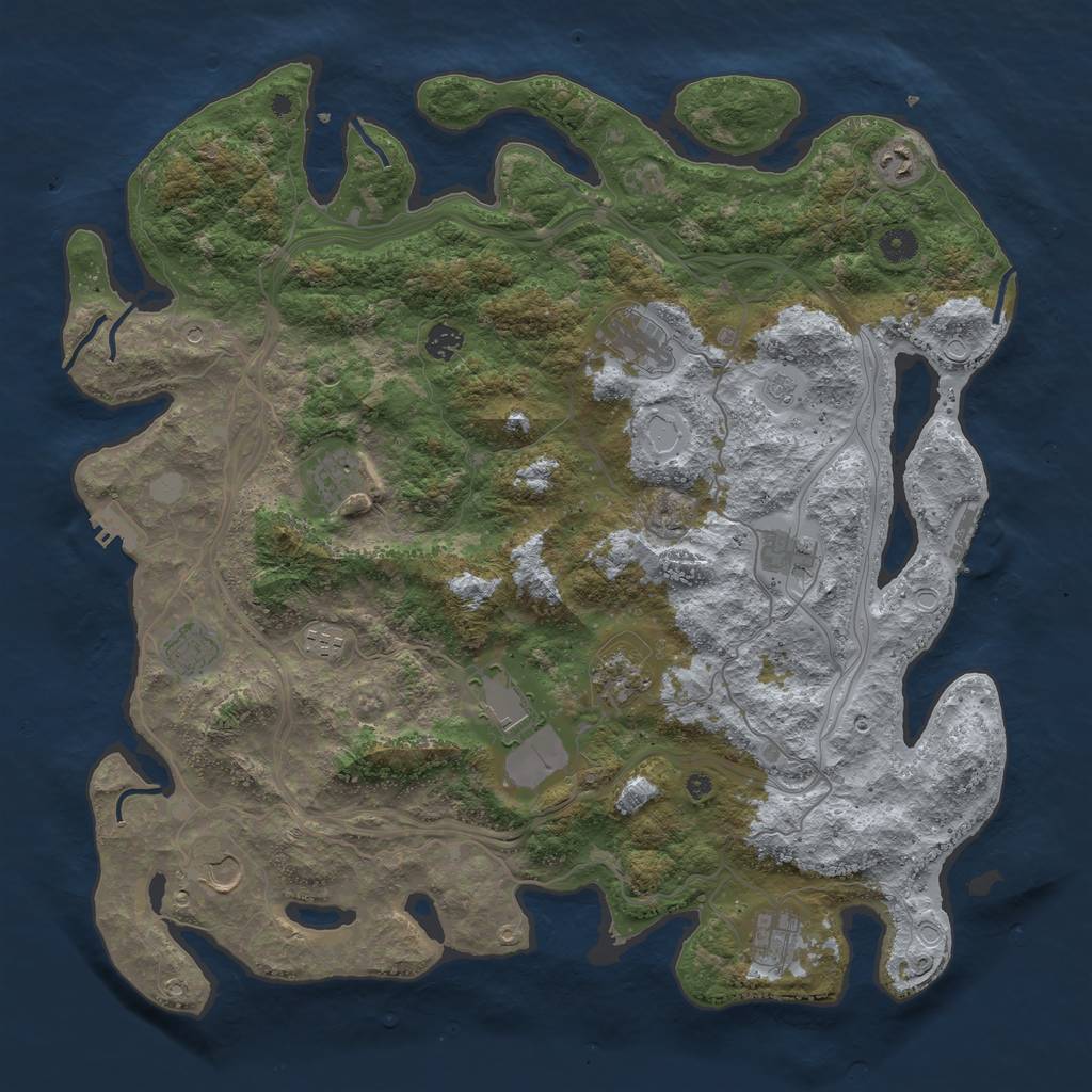 Rust Map: Procedural Map, Size: 4500, Seed: 999406444, 20 Monuments