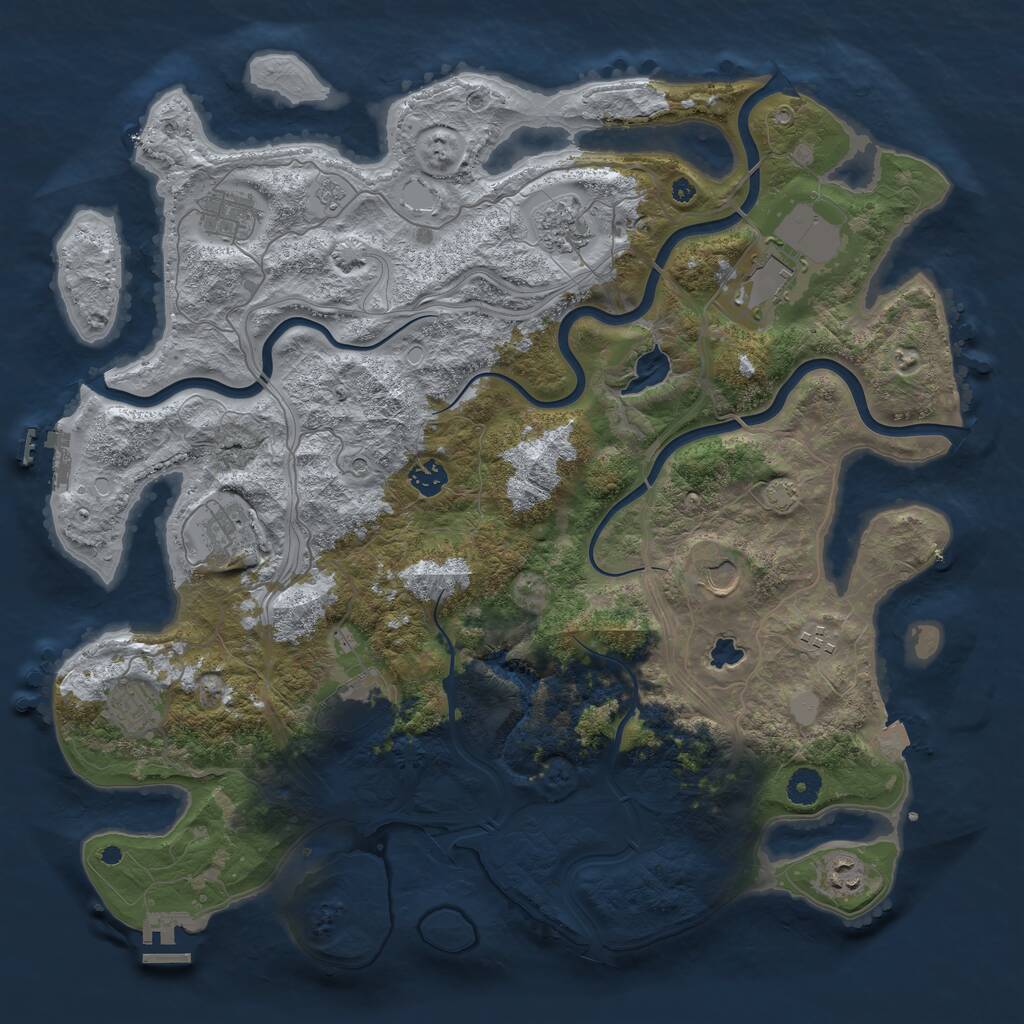 Rust Map: Procedural Map, Size: 4300, Seed: 935743800, 16 Monuments