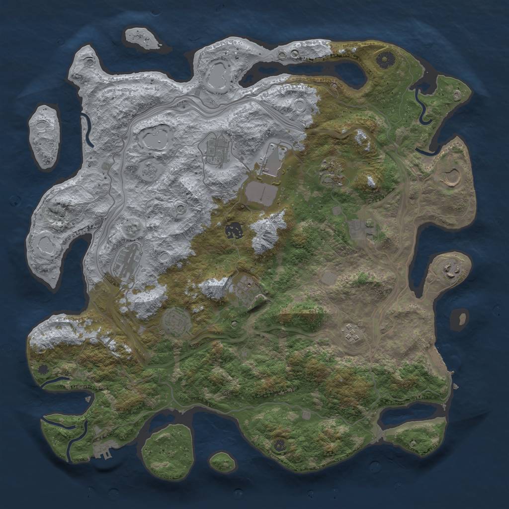 Rust Map: Procedural Map, Size: 4300, Seed: 935743800, 20 Monuments