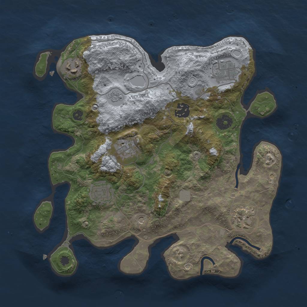 Rust Map: Procedural Map, Size: 3000, Seed: 2000084567, 13 Monuments