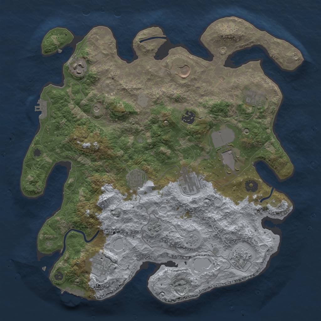 Rust Map: Procedural Map, Size: 3700, Seed: 264809146, 19 Monuments