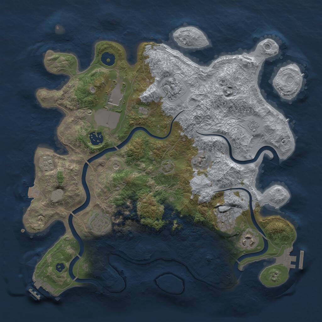 Rust Map: Procedural Map, Size: 3500, Seed: 1516485306, 13 Monuments