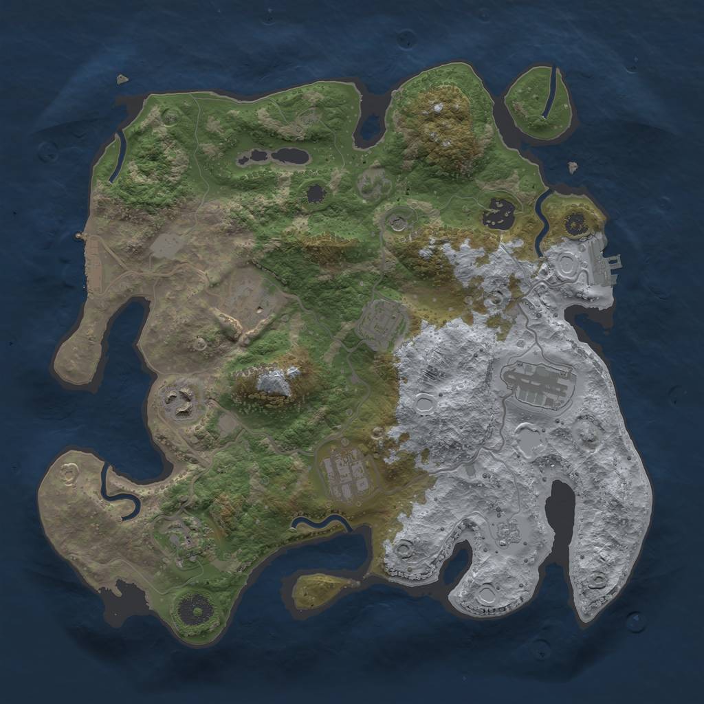 Rust Map: Procedural Map, Size: 3250, Seed: 1617222216, 16 Monuments