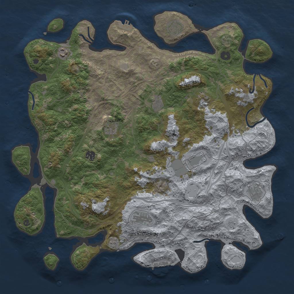 Rust Map: Procedural Map, Size: 4500, Seed: 1502997590, 19 Monuments