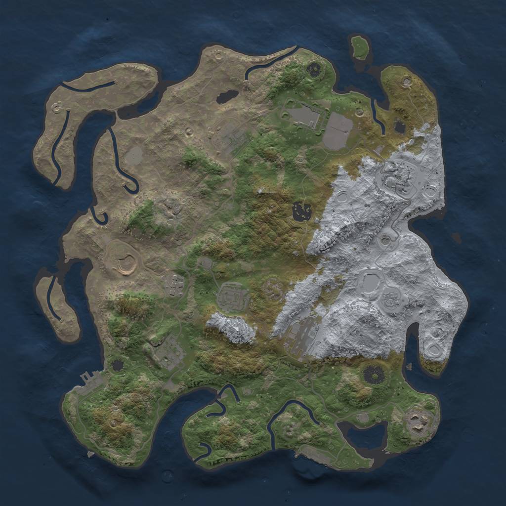 Rust Map: Procedural Map, Size: 3700, Seed: 755157061, 19 Monuments