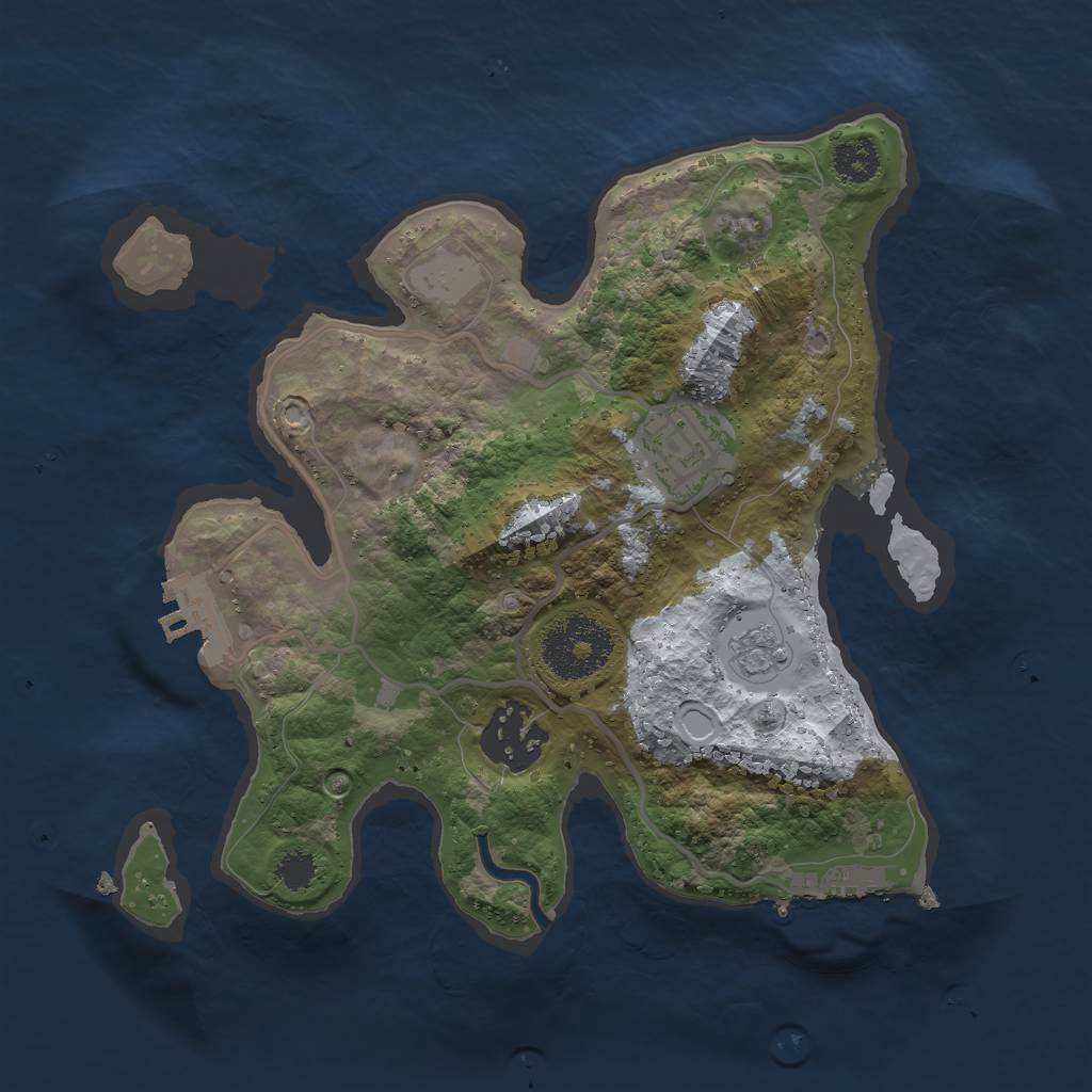 Rust Map: Procedural Map, Size: 2500, Seed: 1062428715, 8 Monuments