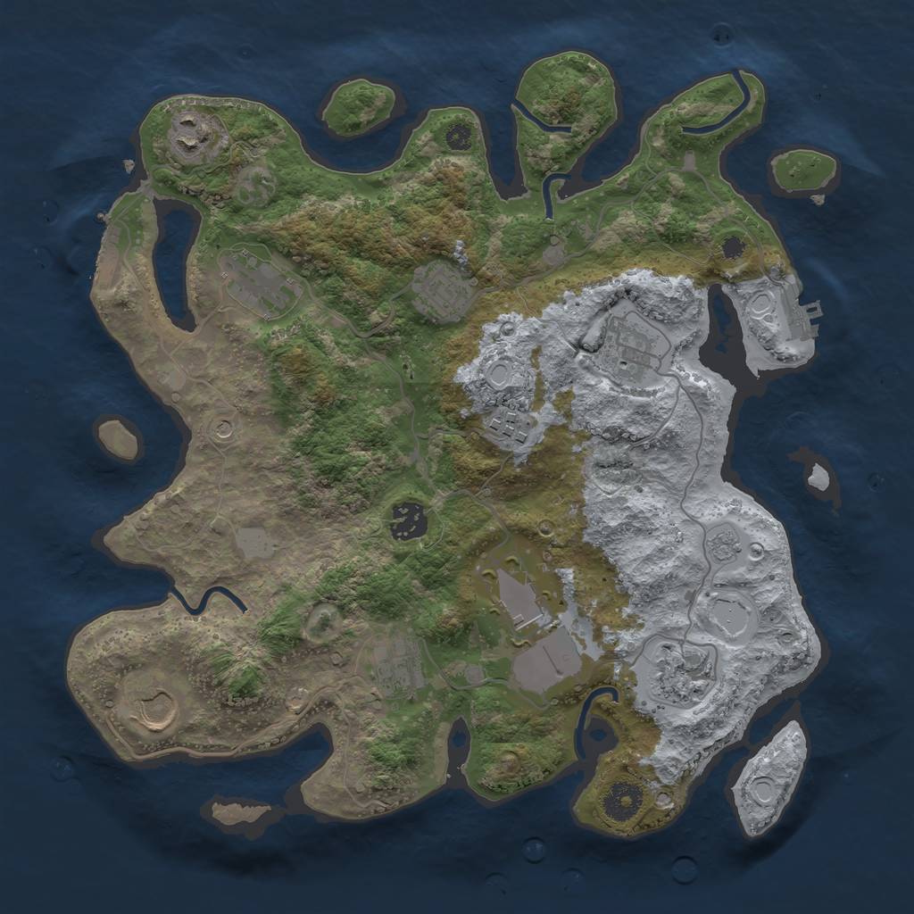 Rust Map: Procedural Map, Size: 3500, Seed: 262029931, 19 Monuments