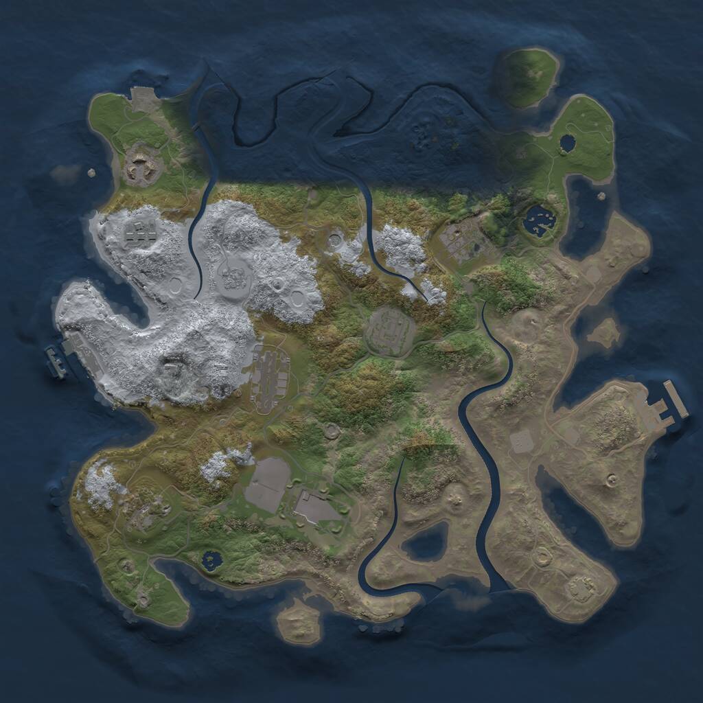 Rust Map: Procedural Map, Size: 3500, Seed: 1267515963, 14 Monuments