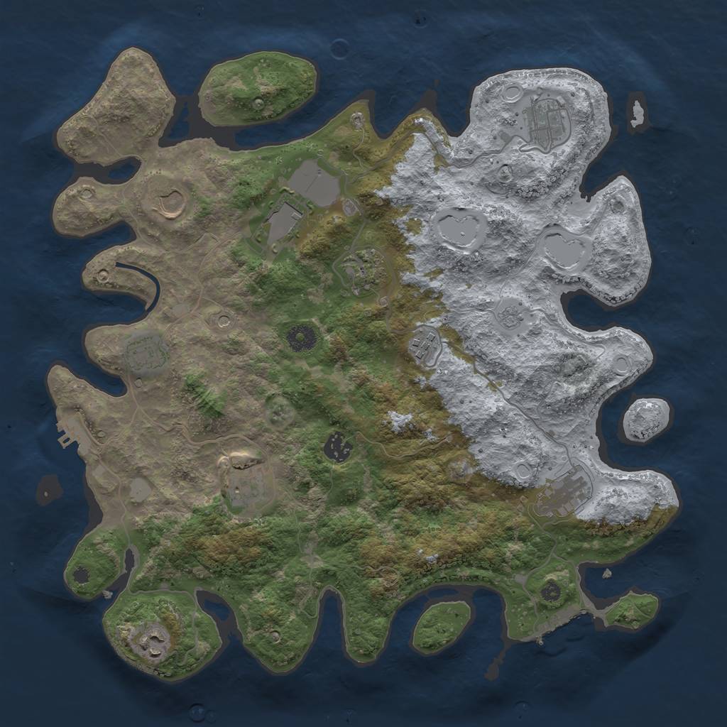 Rust Map: Procedural Map, Size: 3850, Seed: 864489769, 19 Monuments