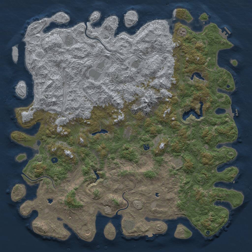 Rust Map: Procedural Map, Size: 6000, Seed: 86, 17 Monuments