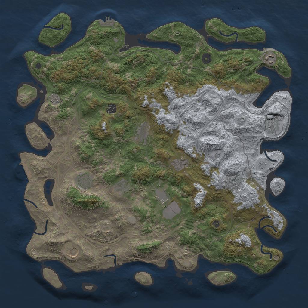 Rust Map: Procedural Map, Size: 4500, Seed: 610115165, 17 Monuments