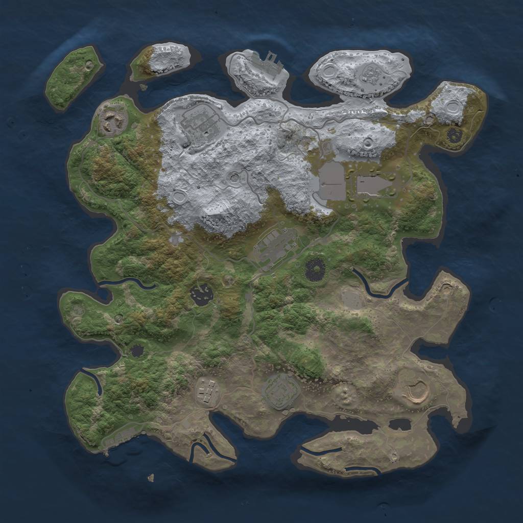 Rust Map: Procedural Map, Size: 3500, Seed: 1507989930, 17 Monuments