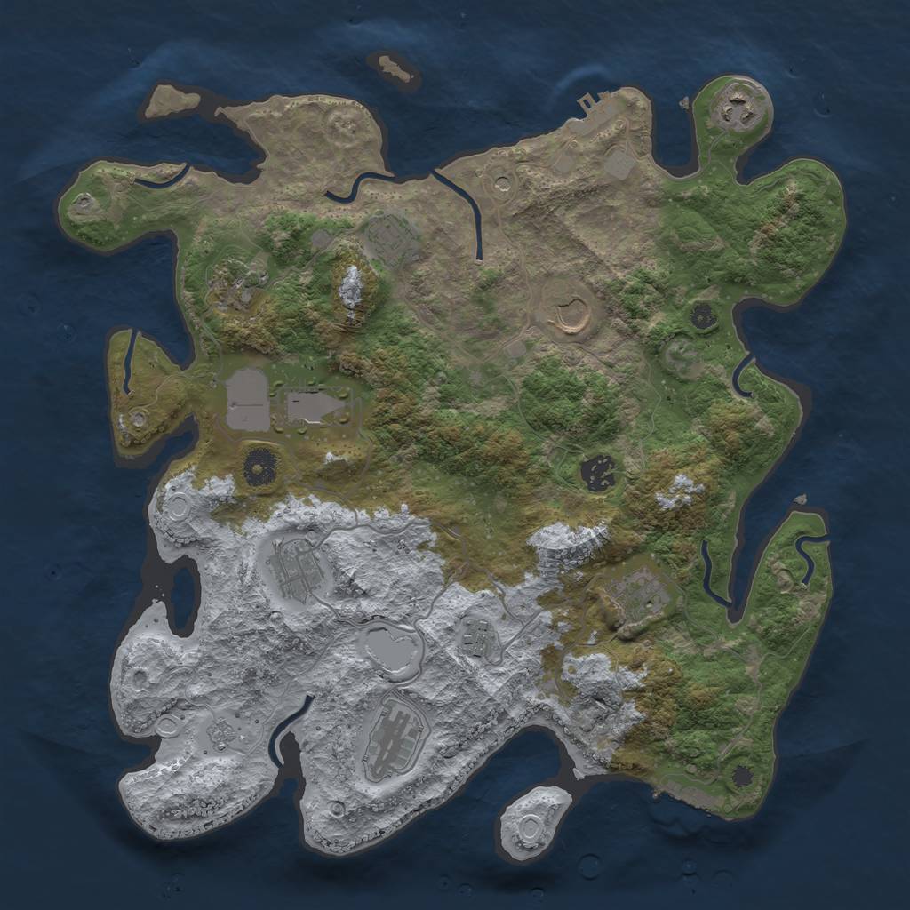 Rust Map: Procedural Map, Size: 3800, Seed: 239008, 19 Monuments
