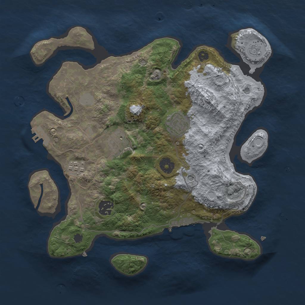 Rust Map: Procedural Map, Size: 3000, Seed: 69593, 13 Monuments
