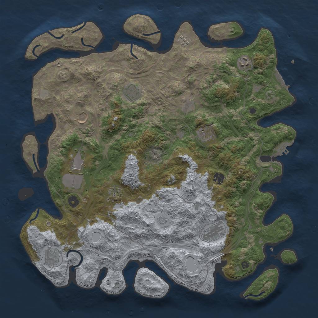 Rust Map: Procedural Map, Size: 4250, Seed: 690286578, 20 Monuments