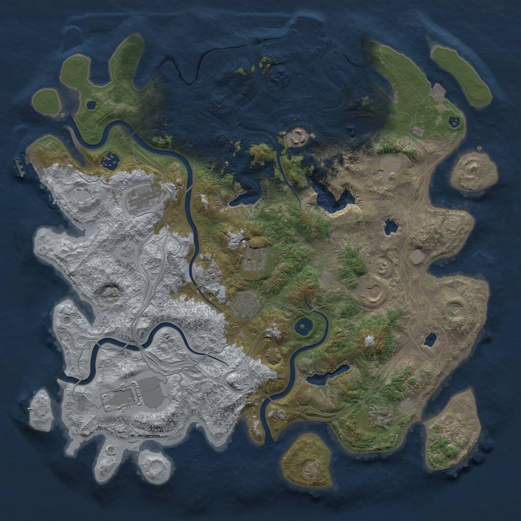 Rust Map: Procedural Map, Size: 4500, Seed: 4601967, 16 Monuments
