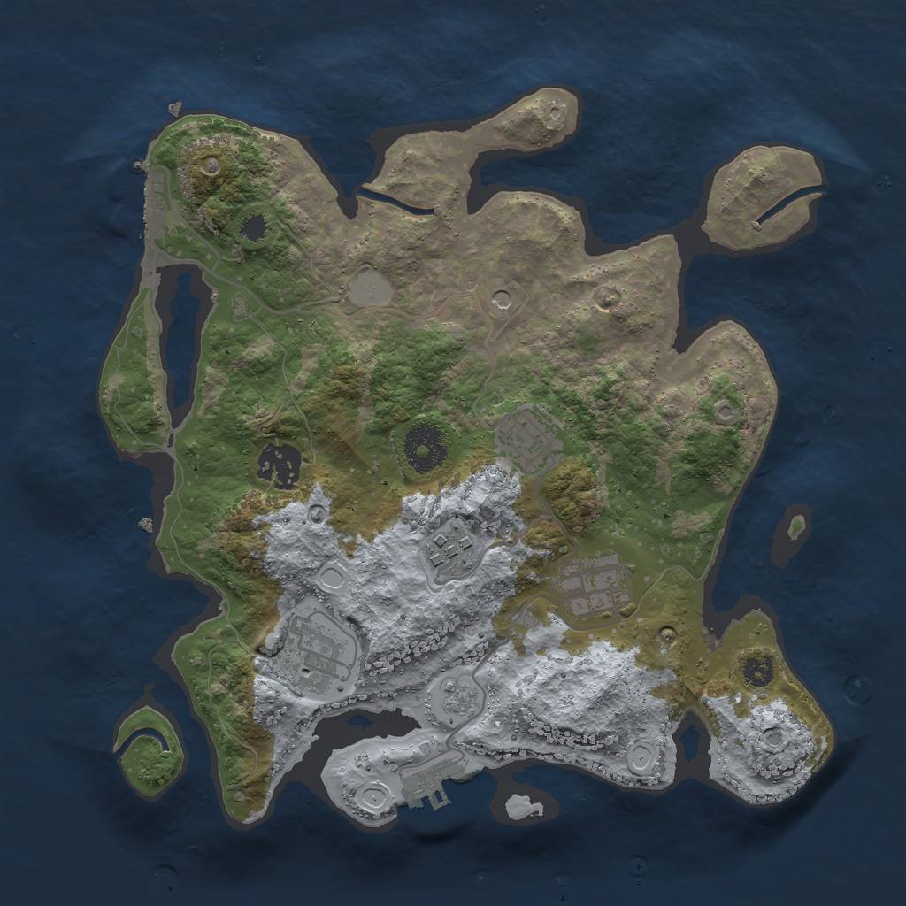 Rust Map: Procedural Map, Size: 3000, Seed: 1154199394, 14 Monuments