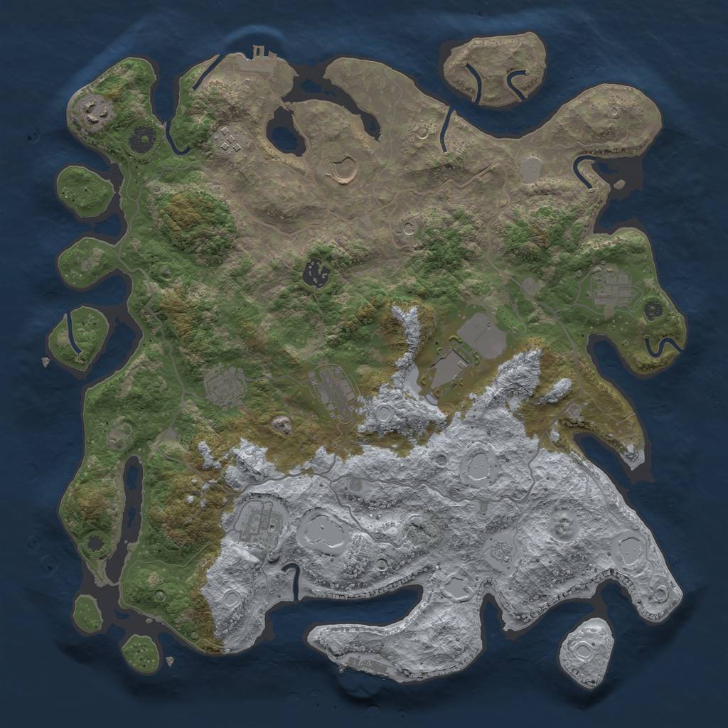 Rust Map: Procedural Map, Size: 4000, Seed: 316775606, 18 Monuments