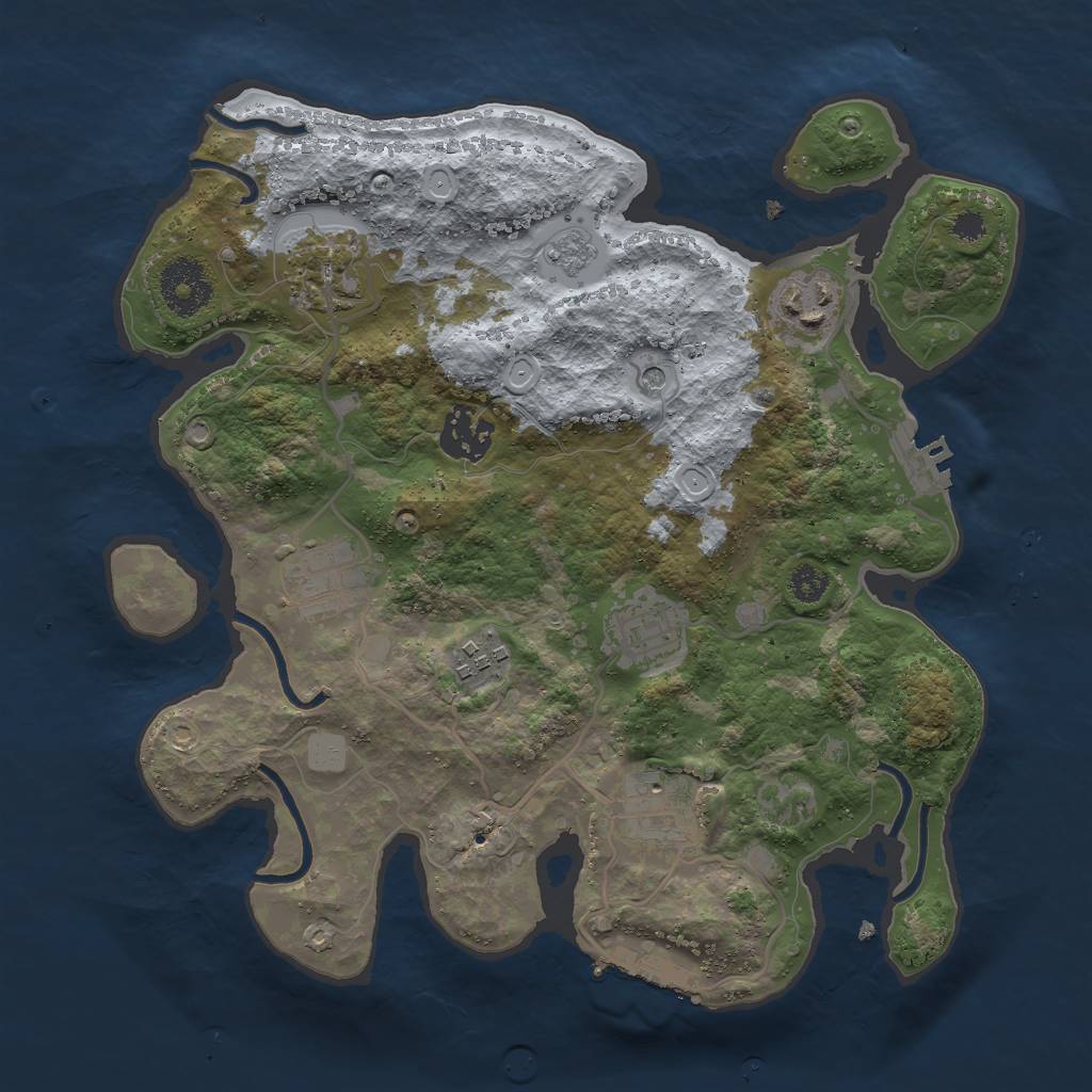 Rust Map: Procedural Map, Size: 3000, Seed: 274628671, 16 Monuments